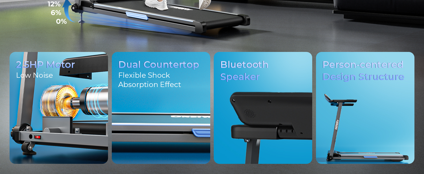 ONETWOFIT Walking Pad: складаний біговий доріжки з пультом, керуванням через додаток та вбудованими колонками