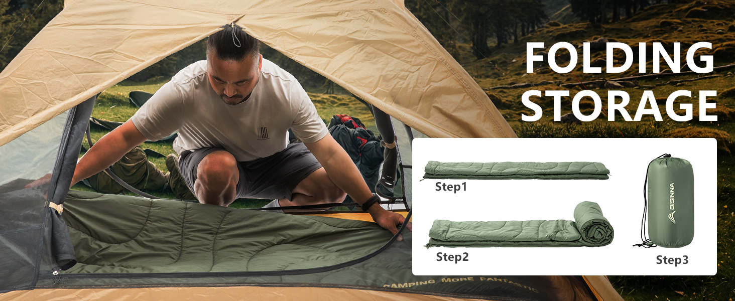 Спальний мішок BISINNA літній, ультралегкий (190x75 см), 680 г, тихий, компактний (27x15 см) для кемпінгу, фестивалів, гостей