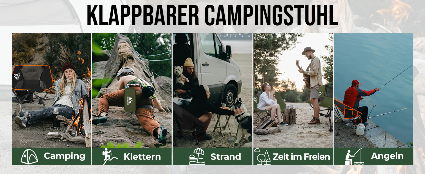 Складний туристичний стілець JONRRYIN для кемпінгу та відпочинку на природі: легкий, з кишенями та сіткою на спинці