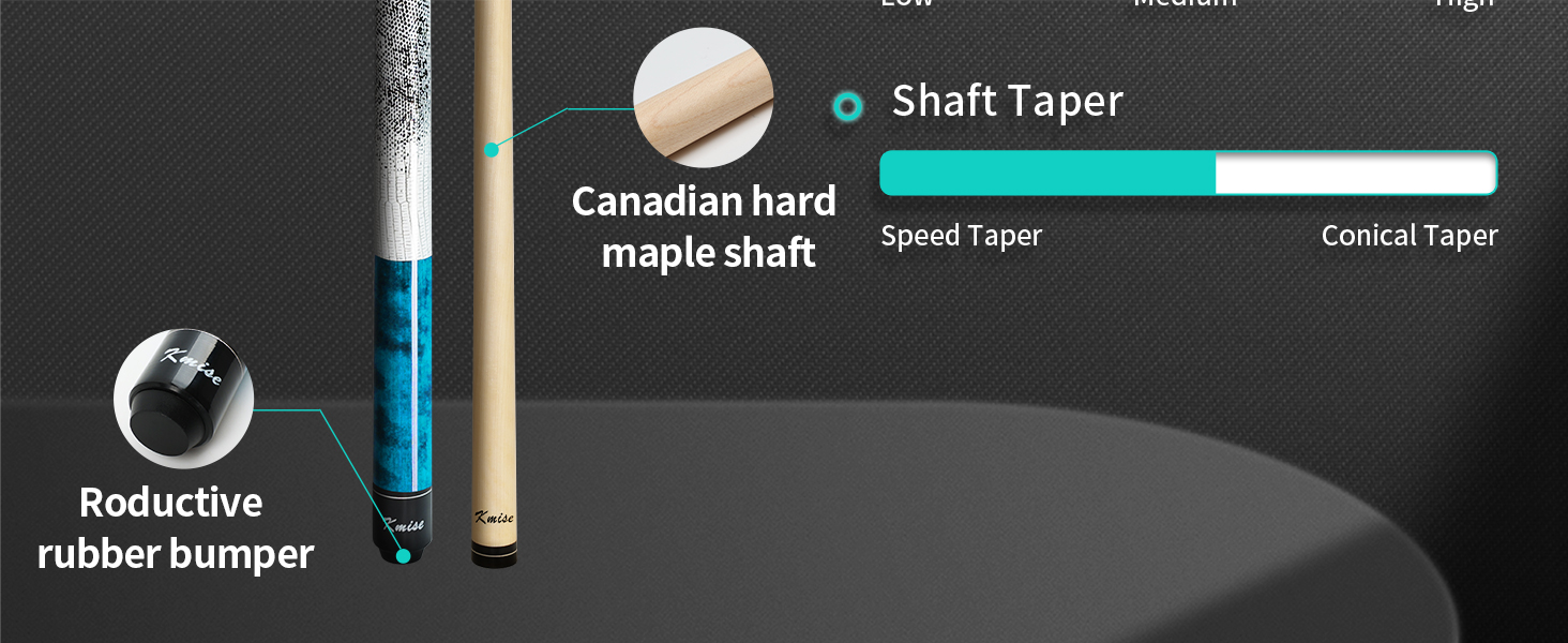 Більярдний кий Kmise професійний, 147 см, канадське кленове дерево, 13 мм шкіряний наконечник, 3D-антиковзаючий грип, для дорослих/початківців/професіоналів, набір 4 шт.