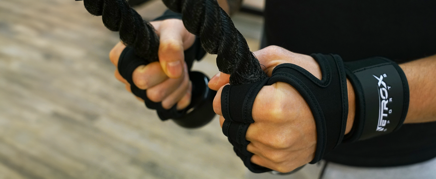 Спортивні рукавички NetroxSports для тренувань з підтримкою зап'ястя - фітнес, бодібілдинг, силові тренування, чорний колір, розмір L