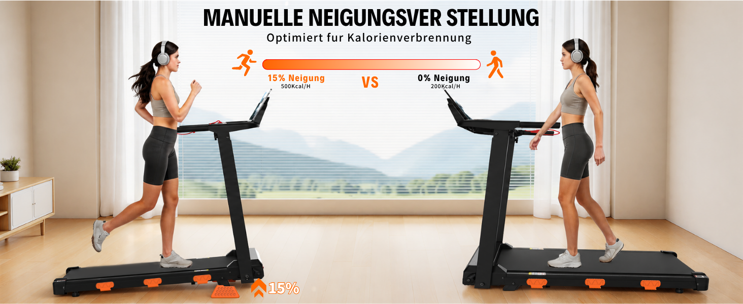 Складана бігова доріжка JEEKEE Walking Pad для дому та офісу, з нахилом 15%, двигун 3.0 к.с., максимальна вага 159 кг, чорна