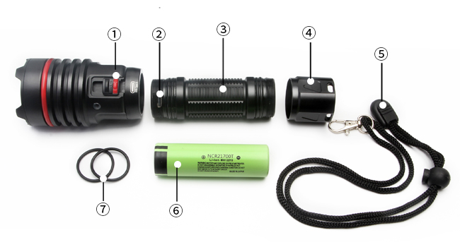 Ліхтар для дайвінгу LetonPower 2000 Lumen, 100м водонепроникний, акумулятор Type-C, для дайвінгу та відпочинку на природі (Sm-16)
