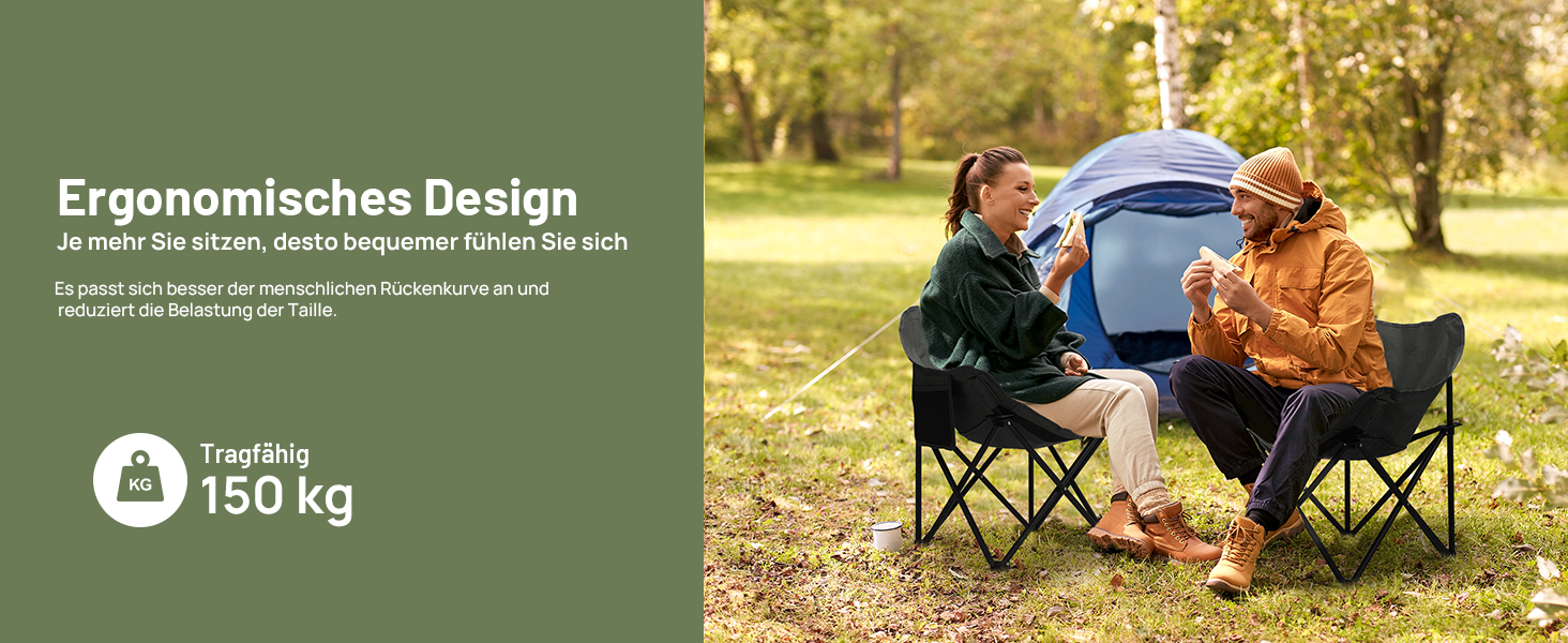 Крісло для кемпінгу Hausprofi складне, 150 кг, чорне. Зручне, з сумкою для перенесення, для пікніків, відпочинку на природі та риболовлі