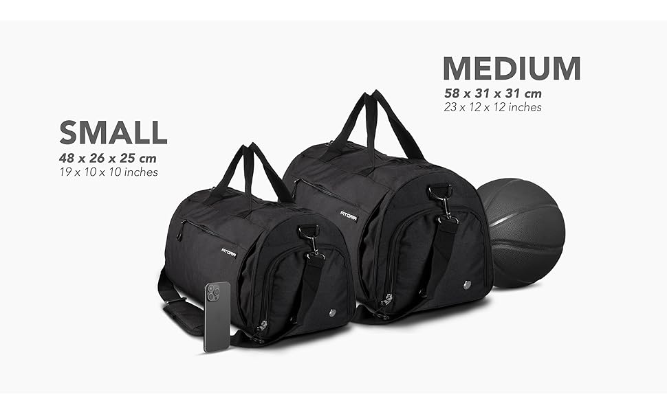 Спортивна сумка для подорожей Fitgriff з відділенням для взуття та вологих речей, сіра, 58 x 31 x 31 см (M) — універсальна сумка для фітнесу та тренувань