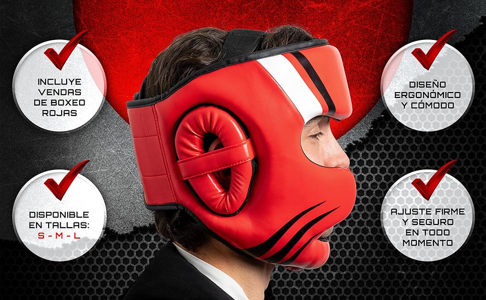Боксерський шолом і боксерські бинти 4 м для чоловіків, дітей, MMA, кікбоксингу | Захисний шолом для боксу та тренувань