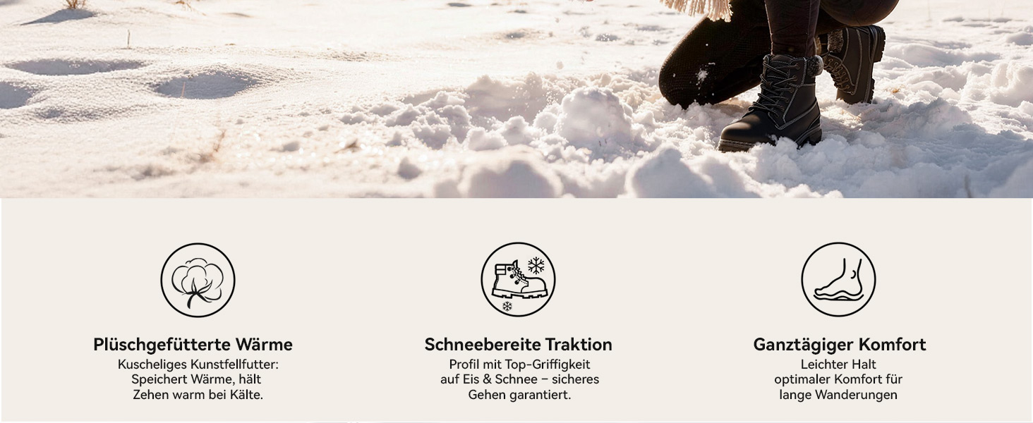 Черевики для ходьби ANJOUFEMME для жінок, зимові черевики, водонепроникні та теплі, для активного відпочинку, трекінгу та зимового хайкінгу, 40 EU, колір: бежевий з хутром