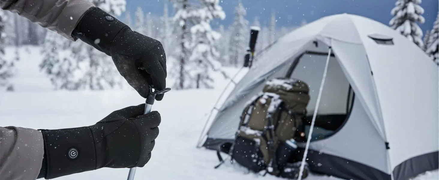 Обогревні рукавички-вкладиші для чоловіків та жінок, акумулятор 7.4V, 3 режими нагріву (40-65°C), сенсорний екран, для зимових видів спорту та роботи на відкритому повітрі, M-L