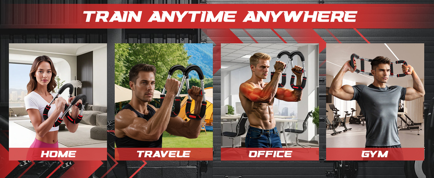 Тренування рук Twister: 6 рівнів навантаження (30-50 кг/30-150 lbs), портативний тренажер для грудних м'язів, знімний дизайн. Ідеально для дому, офісу та подорожей. Червоний (30-100 lbs, 30-70 lbs)