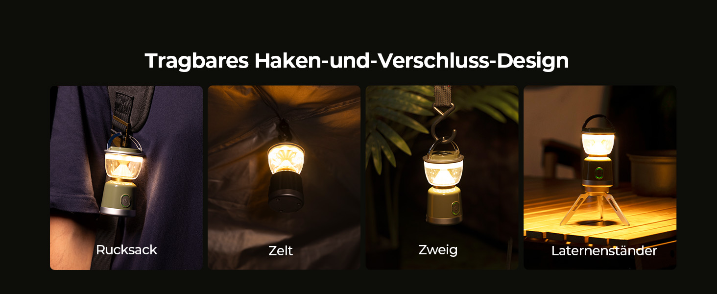 Ліхтар для кемпінгу BougeRV, акумуляторний, знімний штатив, 2700K, 400LM, IPX5, для кемпінгу, подорожей, надзвичайних ситуацій