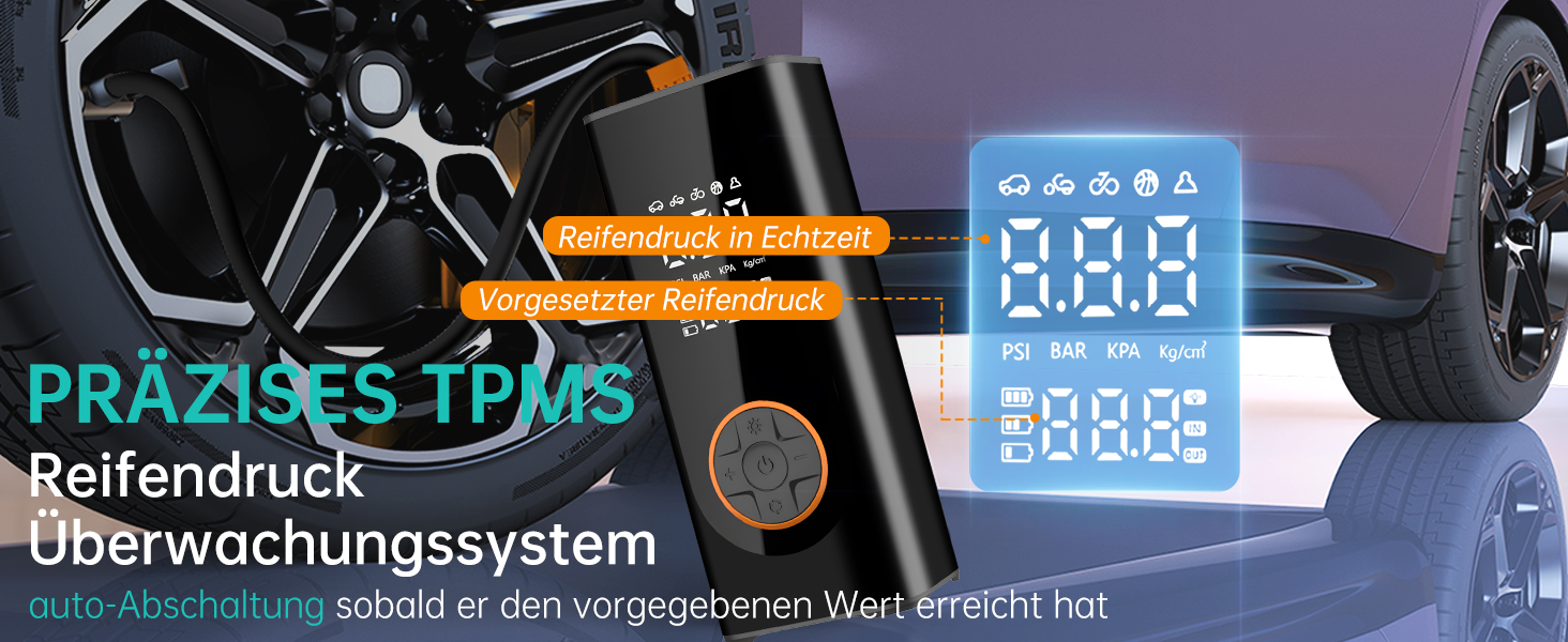 Бездротова електрична повітряна помпа 150 PSI, 6000mAh, компресор для велосипедів, мініатюрна портативна помпа з LED-ліхтариком та автостопом, перезаряджувана помпа для авто, DC 12V