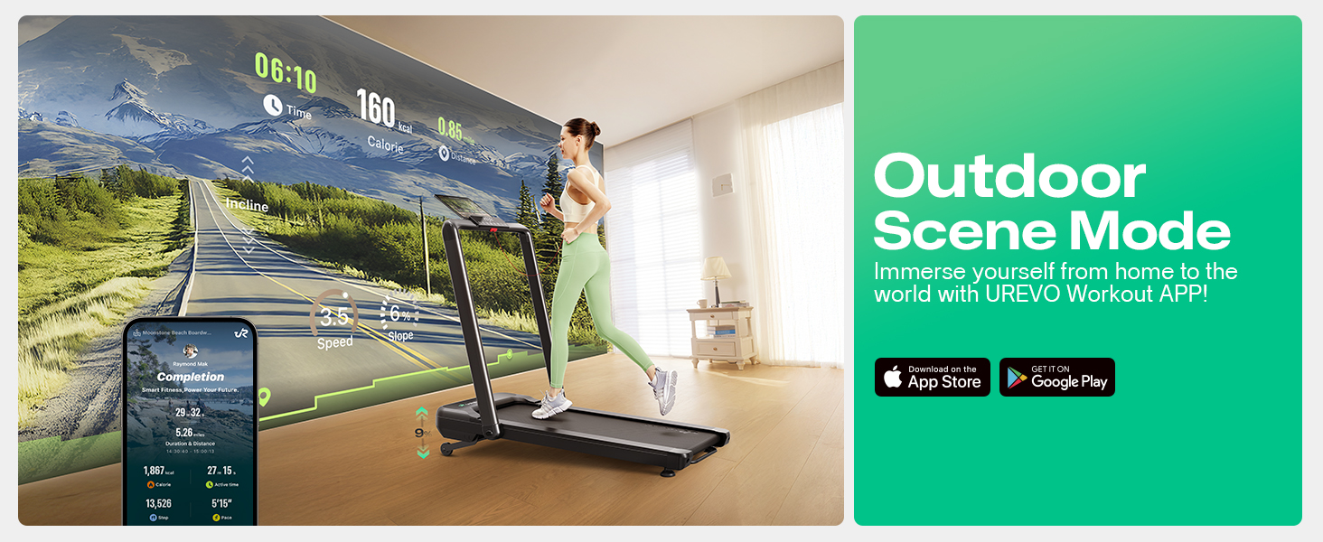 Бігова доріжка UREVO Strol 2S Pro 3-в-1, розумна, складна, 1-12 км/год, з APP, автоматичний нахил, подвійний дисплей, для дому та офісу
