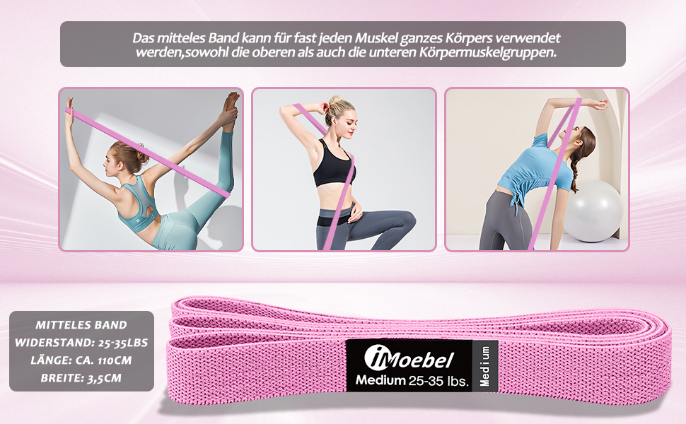 Фітнес-еластичні стрічки iMoebel - Набір 3 шт. для силових тренувань, кроссфіту, йоги, домашніх занять (блакитний/рожевий/фіолетовий)