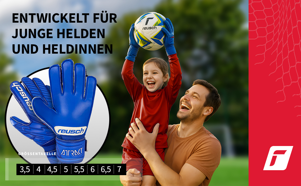 Воротарські рукавички Reusch Attrakt Silver Junior для дітей | Розміри 3-8 | Сріблястий латекс для ідеального зчеплення | Ергономічний дизайн для маленьких рук | Міцні для тренувань та гри