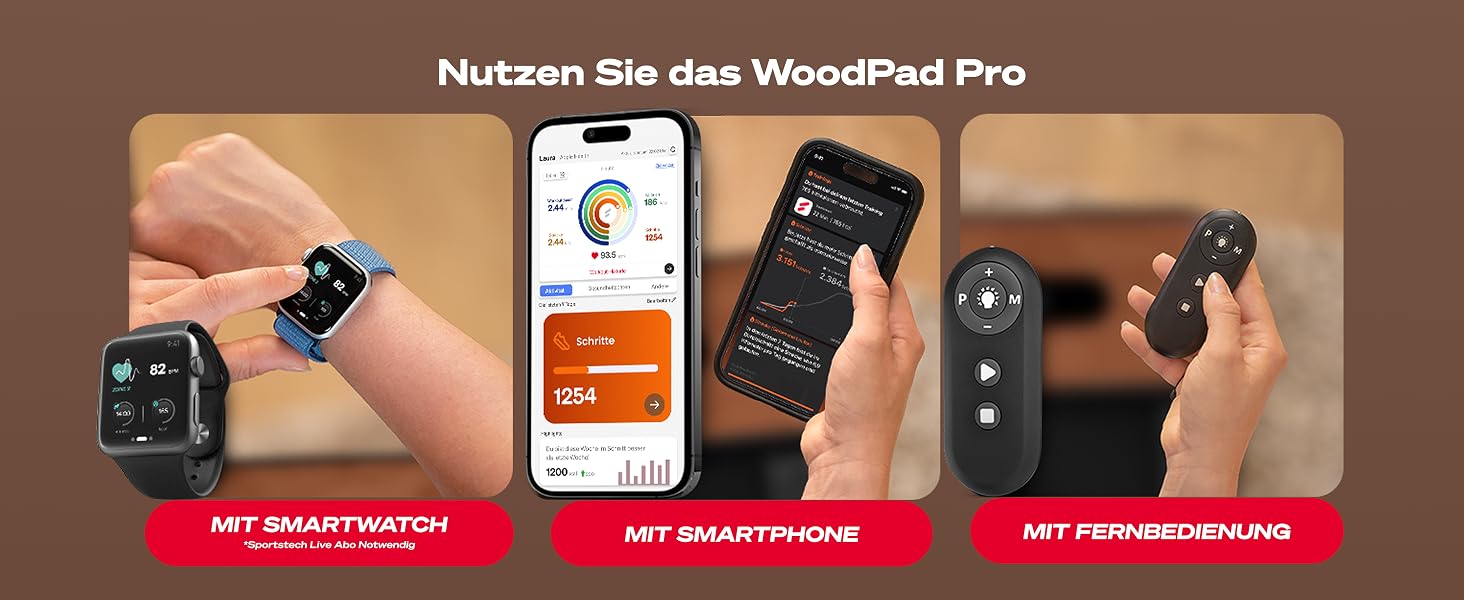 Складана бігова доріжка для ходьби Sportstech WoodPad Pro для дому та офісу, до 8 км/год, з лічильником кроків та підтримкою додатку, до 120 кг