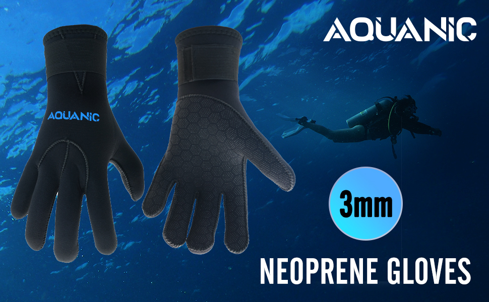 Нейтрик Неопренові рукавички для дайвінгу 3мм, чорні. Рукавички для дайвінгу та снорклінгу для чоловіків та жінок. Захист від холоду, антиковзаюча поверхня, регульований манжет.