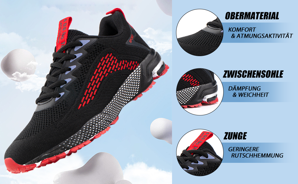 Кросівки Hitmars для чоловіків та жінок. Потужні спортивні кросівки для бігу та занять спортом. Чорний колір, розміри 36-48 EU. Модель N1