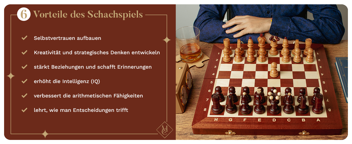 Шаховий набір Intarsien Pearl XL з вишневого дерева | Master of Chess | Шахи 42 см | Класичні шахи для дітей та дорослих - шахове поле та фігури з вишні XL