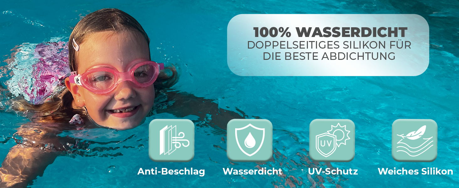 Дитячі маски для плавання Kidverse - 6-16 років, з UV-захистом та антизапотіваючим покриттям, чорні