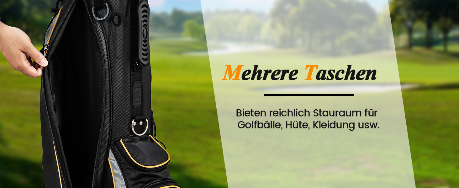 Сумка для гольфу COSTWAY, 6/8 відділень, сумка-стійка, сумка для гольф-тролей, легка переносна сумка-пенал для чоловіків та жінок (Сірий, 8 відділень)
