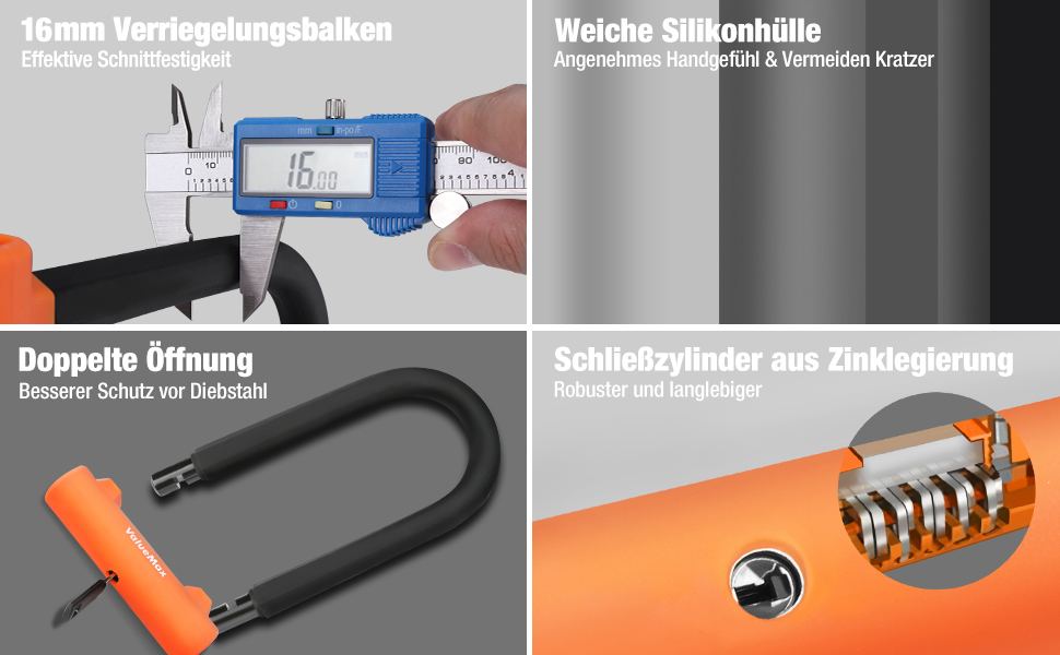 Замок для велосипеда ValueMax Bügelschloss: стале трос 1.8м, кріплення, 2 ключі, 2-в-1 для велосипедів, мотоциклів, MTB, E-Bike