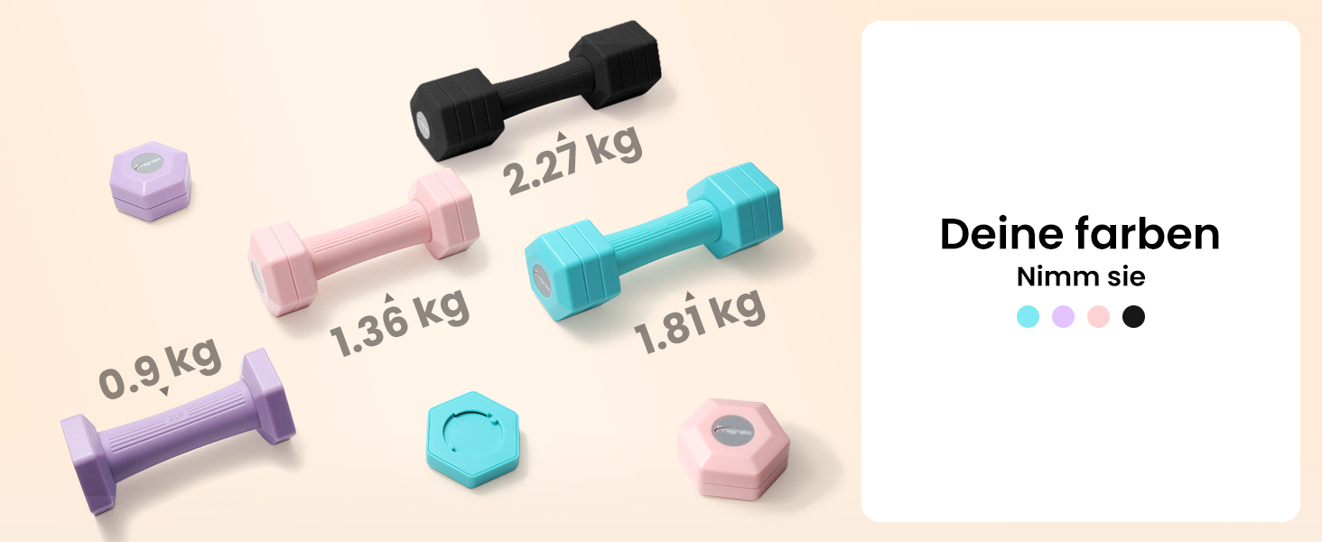 Набір гантелей Fragraim регульовані, 4.54 кг, 4-в-1, для жінок та чоловіків, з м'якими TPR-ручками, для дому, рожевий