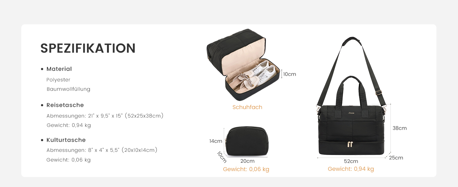 Сумка-мішок LOVEVOOK для вихідних, клінічна сумка, ручна поклажа, легка лікарняна сумка, місткий дорожній мішок з відділенням для взуття та косметичка, спортивна сумка для подорожей, 52x38x25 см (50 л), B-beige Nude