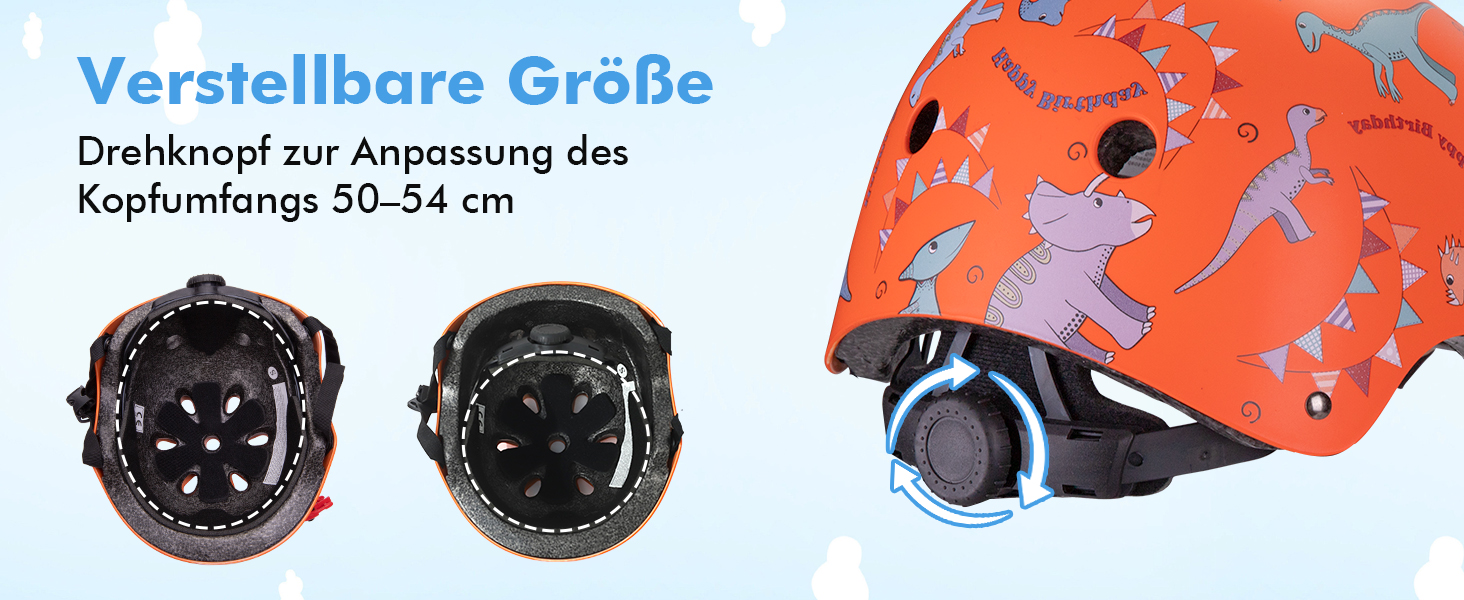 Дитячий шолом Kinderhelm для велосипеда, скейтборда, роликів, самоката, 50-54 см, регульований, CE-сертифікація, оранжевий