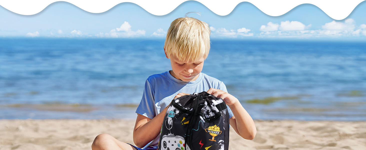 Спортивна сумка для гімнастики WAWSAM з шнурком - 38 × 45 см. Водонепроникна сумка для плавання, пляжу, покупок (для дітей)