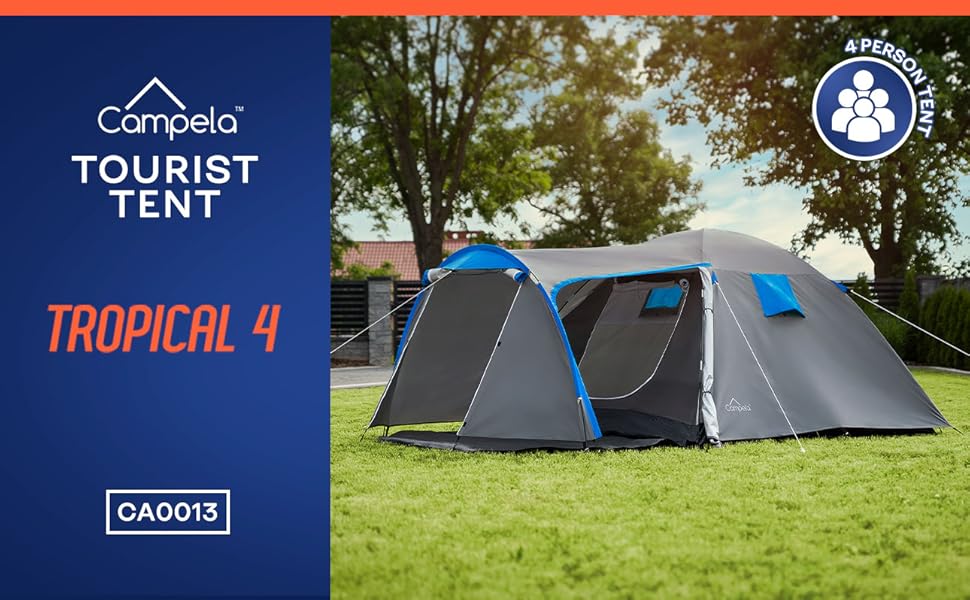 Намет Campela Tropical для 3-4 осіб, водонепроникний, з клеєними швами, CA0013 Green