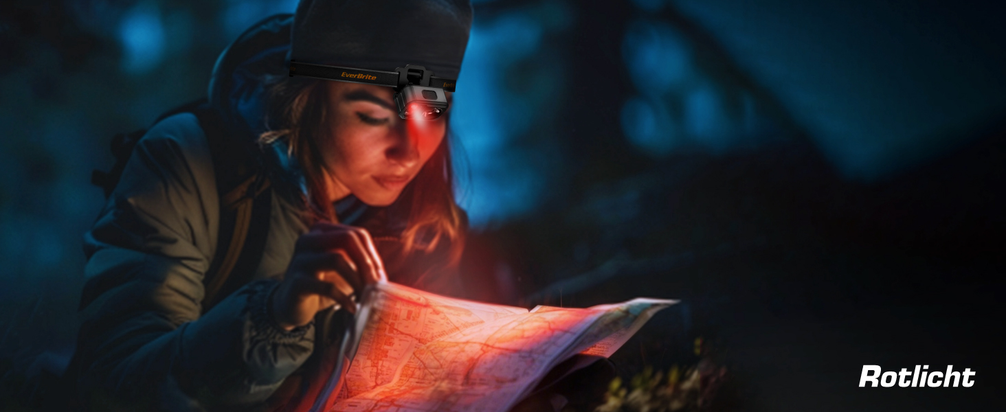 EverBrite LED налобний ліхтар: перезаряджуваний, 45г, IP67, 7 режимів, червоне/зелене світло для бігу, походів, кемпінгу (сірий)