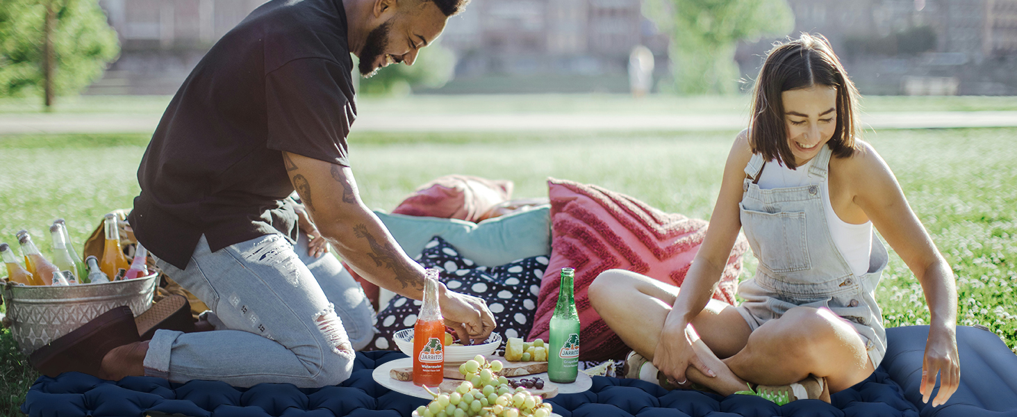 Килимок для кемпінгу Ciskotu самонадувний 8 см з подушкою. Підходить для кемпінгу, піших прогулянок та подорожей. (Синій+Сірий)