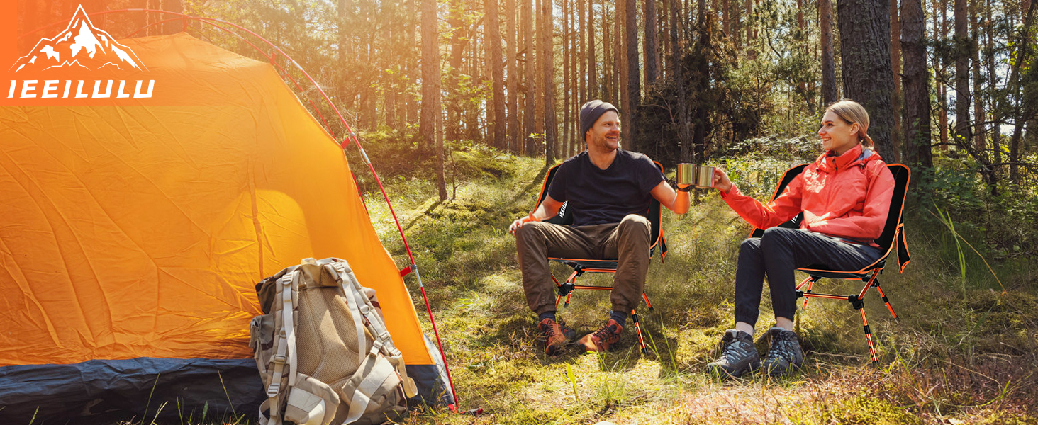 Складний туристичний стілець IEEILULU, 130 кг, для кемпінгу, пікніків, риболовлі, відпочинку на природі та подорожей. Оранжевий колір