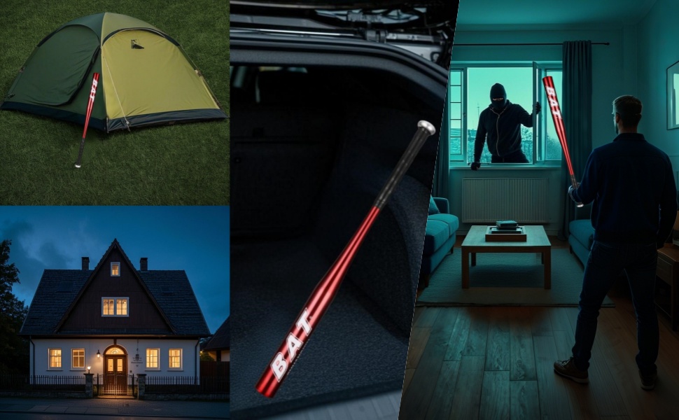 Бейсбольна бита 82 см (32 дюйми), алюмінієва з неслизькою ручкою, для самозахисту та бейсболу (червона)