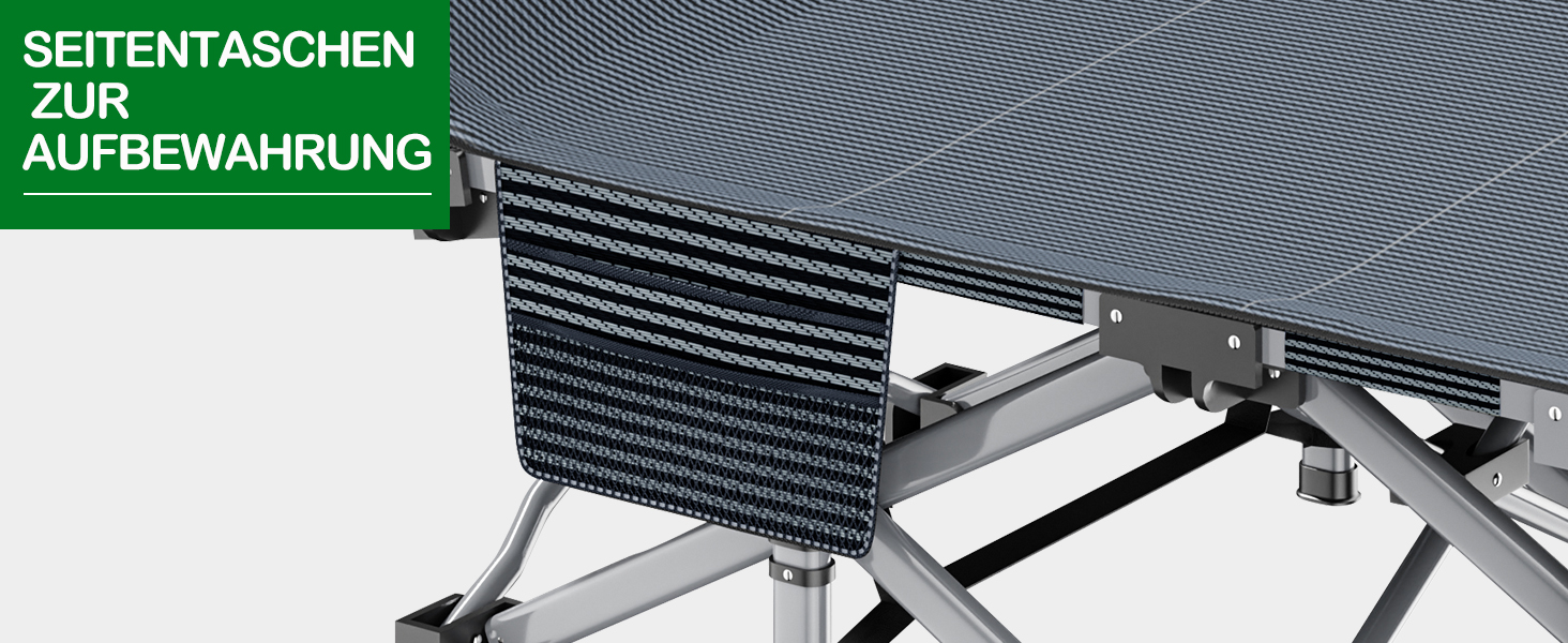 Розкладне ліжко ZIKEBTUY для кемпінгу та відпочинку: міцне, з матрацом, 190x71x36 см (сірий)