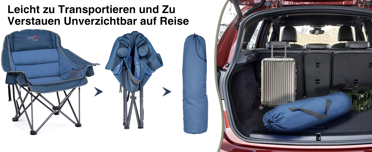 Великий складаний стілець для кемпінгу RELAX FIELD, 227 кг, Navyblue