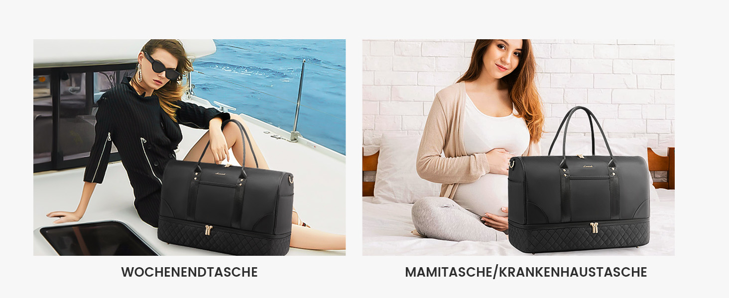 Сумка-мішок LOVEVOOK для жінок: дорожня/спортивна сумка-мішок з відділенням для взуття та мокрих речей, 2 шт. (40л, чорний)