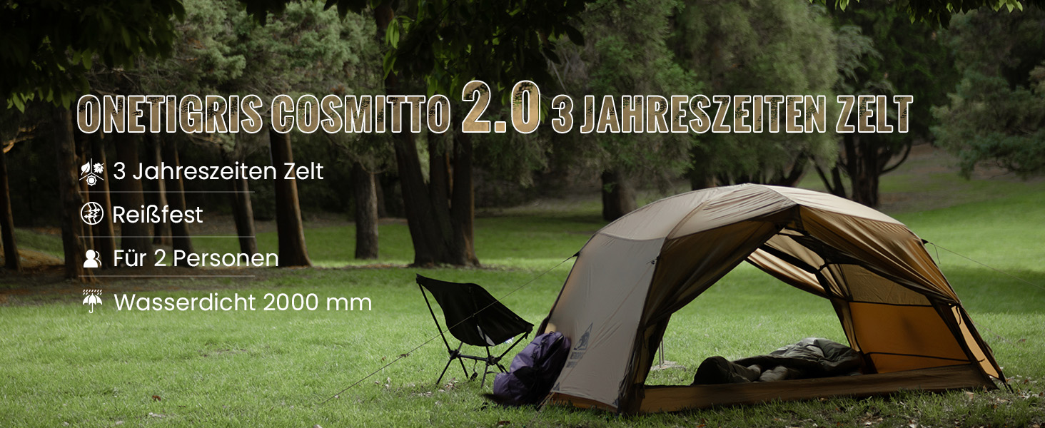 Намет кемпінговий OneTigris COSMITTO 2.0: легкий, водонепроникний, 3 сезони, для туризму та альпінізму, койот-браун