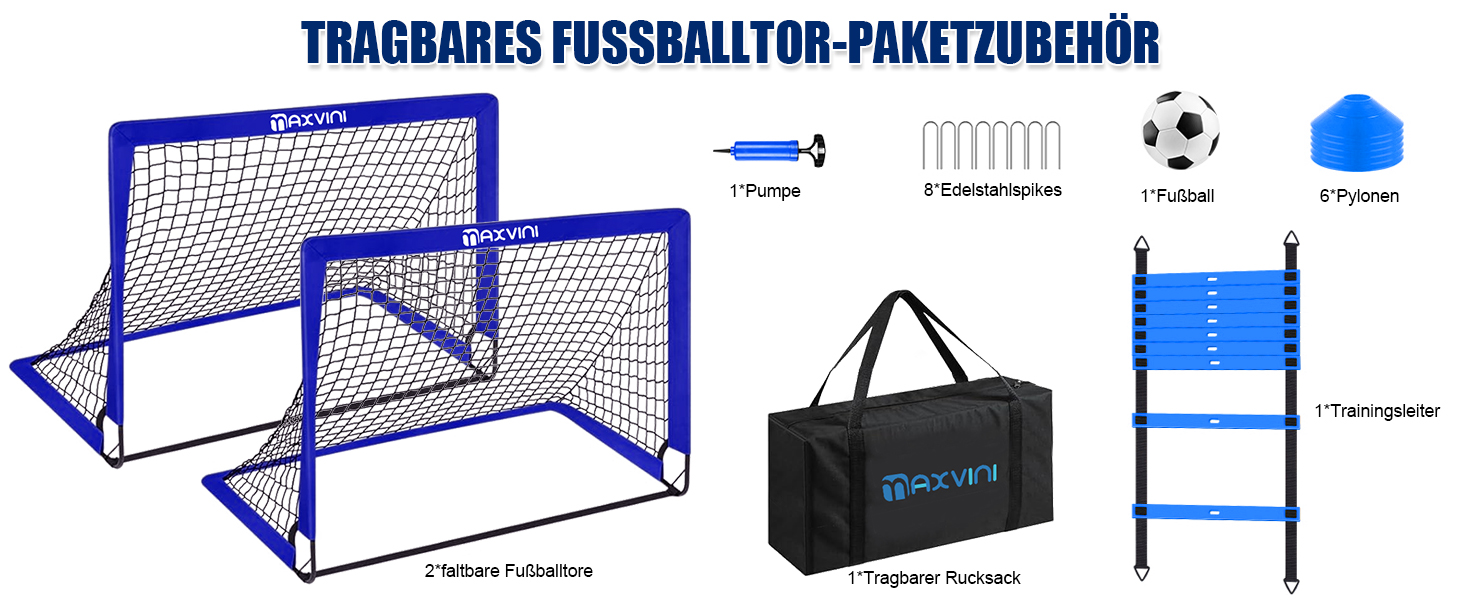 Дитячі футбольні ворота Pop Up 2 шт. для саду, внутрішніх та зовнішніх ігор. Розмір 182x120x120 см. Зміцнені штанги з скловолокна та якісні сітки.