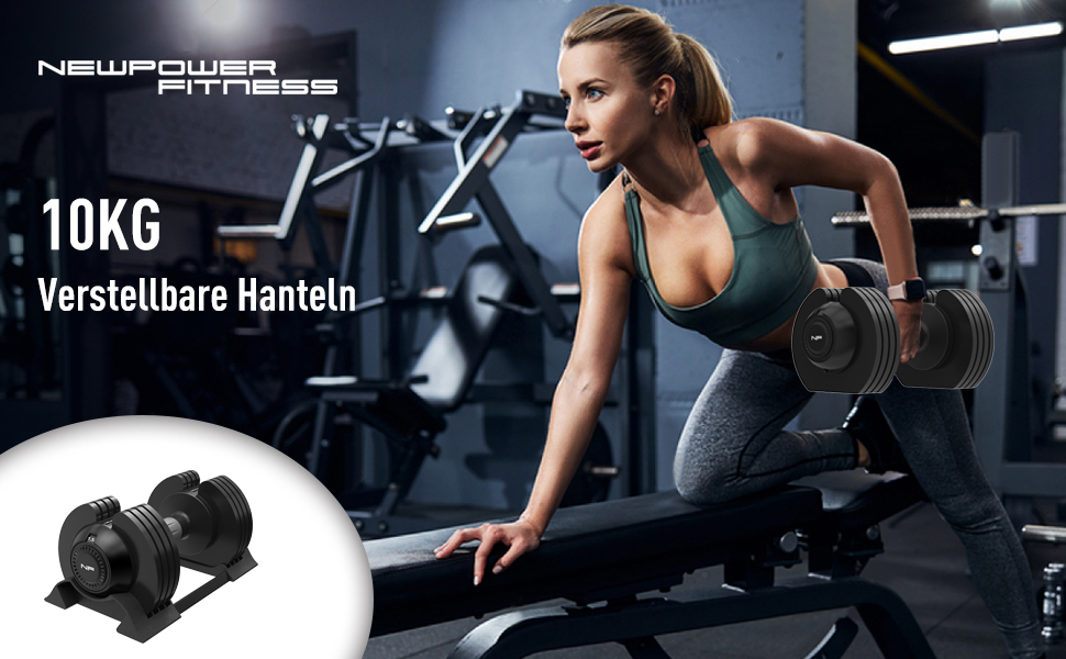 Регульовані гантелі Newpower Fitness 20 кг, 5 рівнів ваги, компактні для тренувань вдома, для чоловіків та жінок