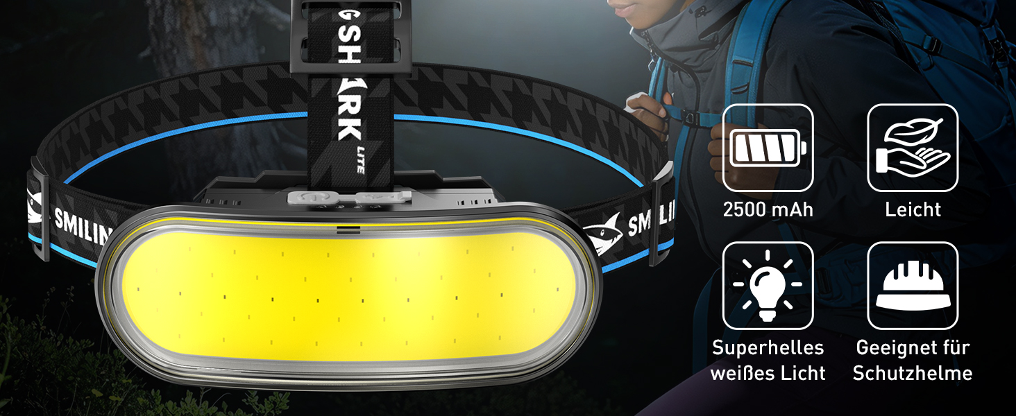 Налобний ліхтар Smiling Shark WF-01, акумуляторний світлодіодний ліхтар з ємністю 2500mAh