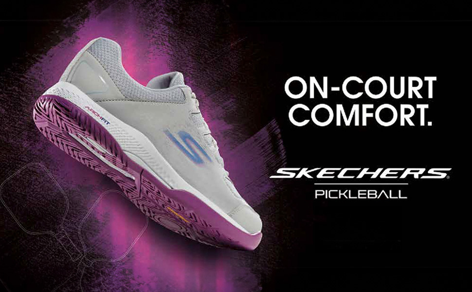 Кросівки для піклболу Skechers Viper Court Smash для залів та вулиці, розслаблена посадка, сіро-блакитні, 36 EU