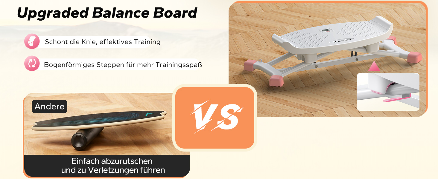 Баланс-борд MERACH для дорослих з дисплеєм, тренажер рівноваги з 2 еластичними стрічками, до 136 кг, для бокової мобільності, реабілітації та координації, для дому, білий