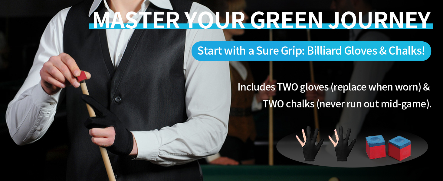 Більярдний кий Horse Billiard з наконечниками 13 мм, 147 см, включає рукавички та крейду, для дорослих, дизайн Gotik, Ahorn/Eschenholz