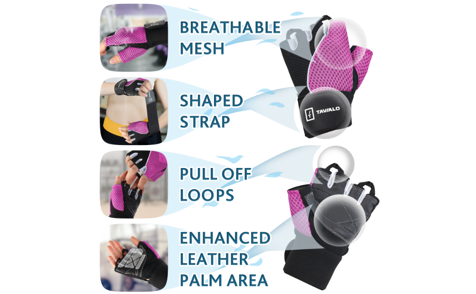 Рукавички для фітнесу Fitnesshandschuhe жіночі, розміри S (13-16 см) та M (16-19 см), шкіра, рожево-чорно-білі, для силових тренувань
