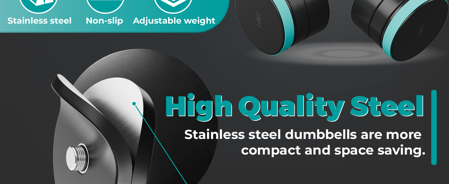 Набір гантелей Dripex, регульовані гантелі 2 шт. зі сталі, вага 2.5 кг x 2, 5 кг x 2, 10 кг x 2, короткі гантелі для дому (2 x 10 кг)