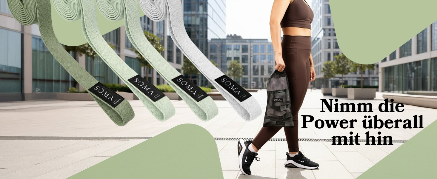 Стрічки для фітнесу Sōma Terrabänder: набір еластичних стрічок для тренувань, йоги, пілатесу та фітнесу. 4 короткі + 4 довгі стрічки