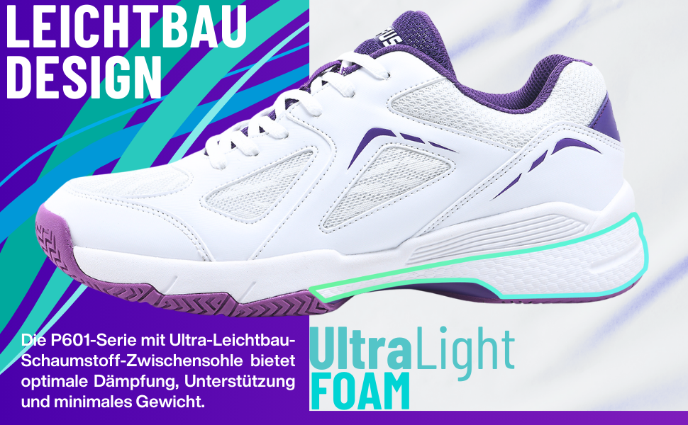 Жіночі тенісні кросівки P601, антиковзаючі, з амортизацією, стабілізуючі, дихаючі, для корта, розмір 38 EU, білі, фіолетові