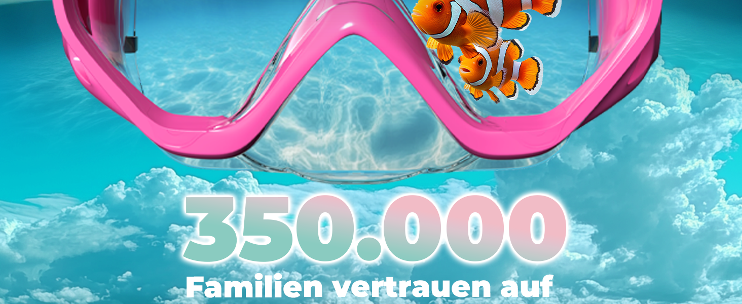 Набір для снорклінгу KIDVERSE для дітей - маска та трубка для дівчаток та хлопчиків (5-16 років). Маска з регульованим ремінцем, рожевий колір.