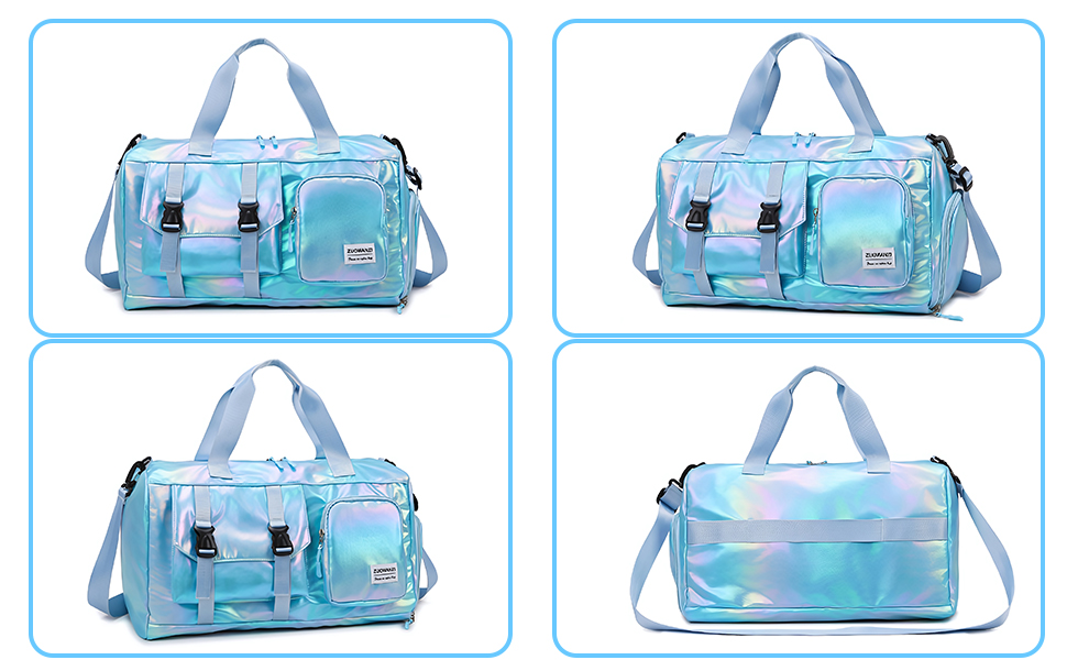 Спортивна сумка для фітнесу та подорожей для жінок і чоловіків з відділенням для взуття та вологих речей, універсальна сумка для залу та плавання + набір наклейок-літер Chenille (26 шт, сині)